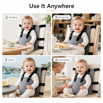 Portable Baby Seat Harness for Dining Chairs, Foldable Toddler Safety Seat with Adjustable Shoulder Straps 🪑