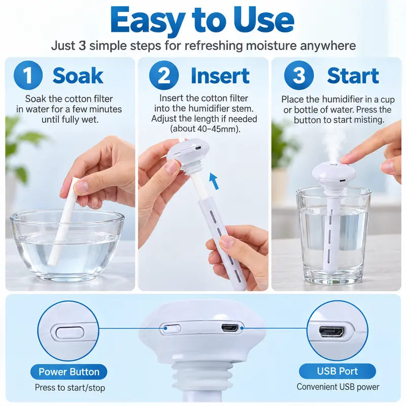 Mini USB Cool Mist Portable Donut Humidifier, Unlimited Water Tank Small Desktop Mist Maker 💧