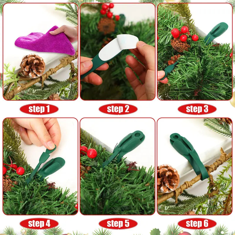 6Pcs Reusable Silicone Adhesive Christmas Garland Hooks 🎄