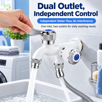 Dual Outlet Washing Machine Plastic Faucet, 1 In 2 Out Water Plastic Tap🚰