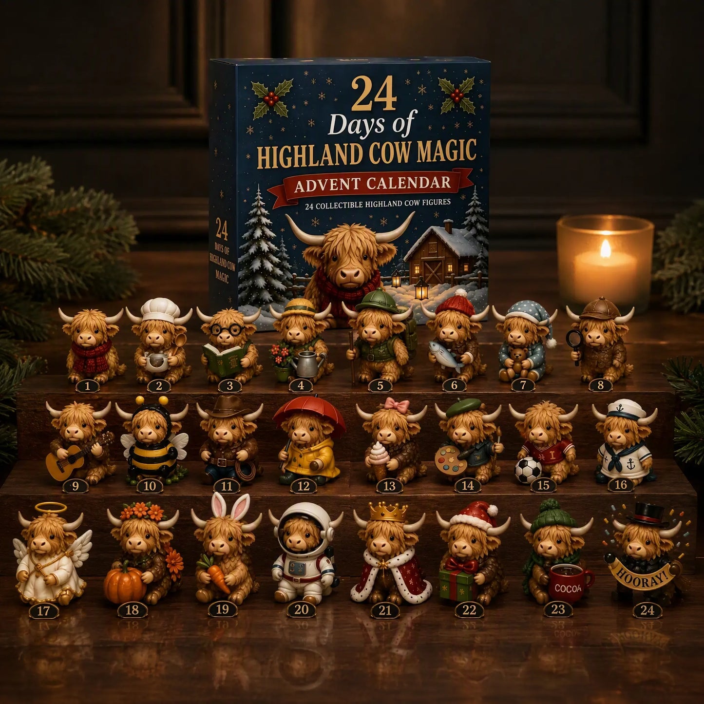 24-Day Highland Cow Advent Calendar - Christmas Countdown Gift Box 🐄🎁
