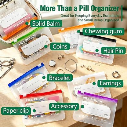 Waterproof Pill Pouch Set, 14pcs Bags Inside, A8 Waterproof Pill Organizer Set, 7 to 14 Days of Meds 🩹