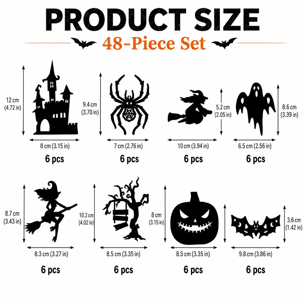 Halloween LED Silhouette Wall Light Stickers, Battery Powered Peel & Stick Decor Lights🎃
