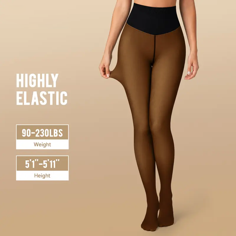 Women Fleece Lined Tights Body Slimming Leggings Sheer Fake Translucent Pantyhose 🧦