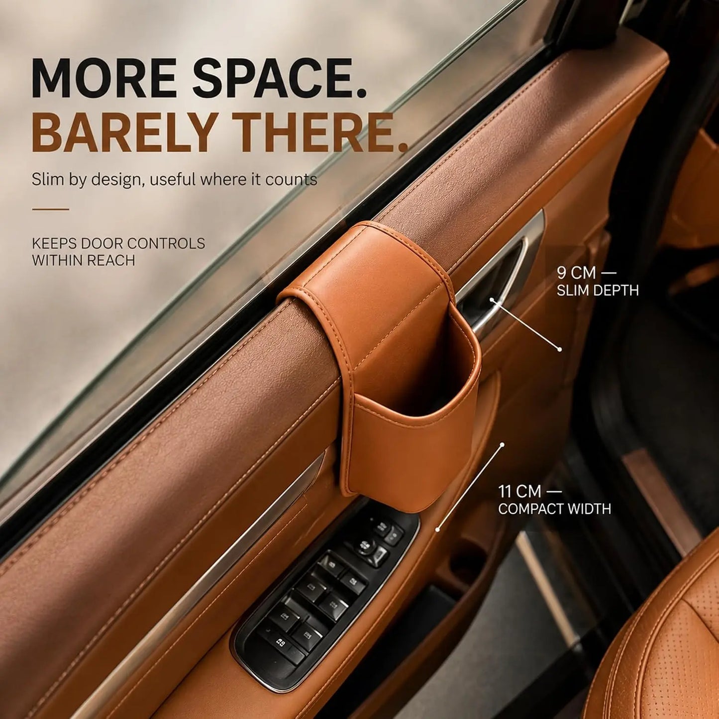 Leather Car Door Storage Pocket - Double‑Layer Compartments🚘