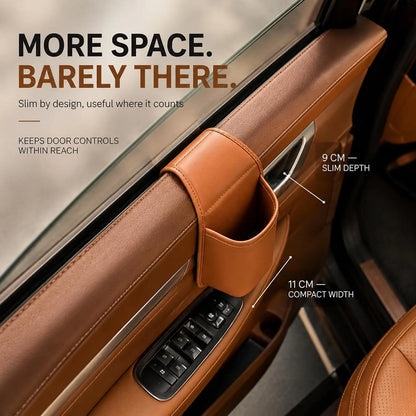 Leather Car Door Storage Pocket - Double‑Layer Compartments🚘