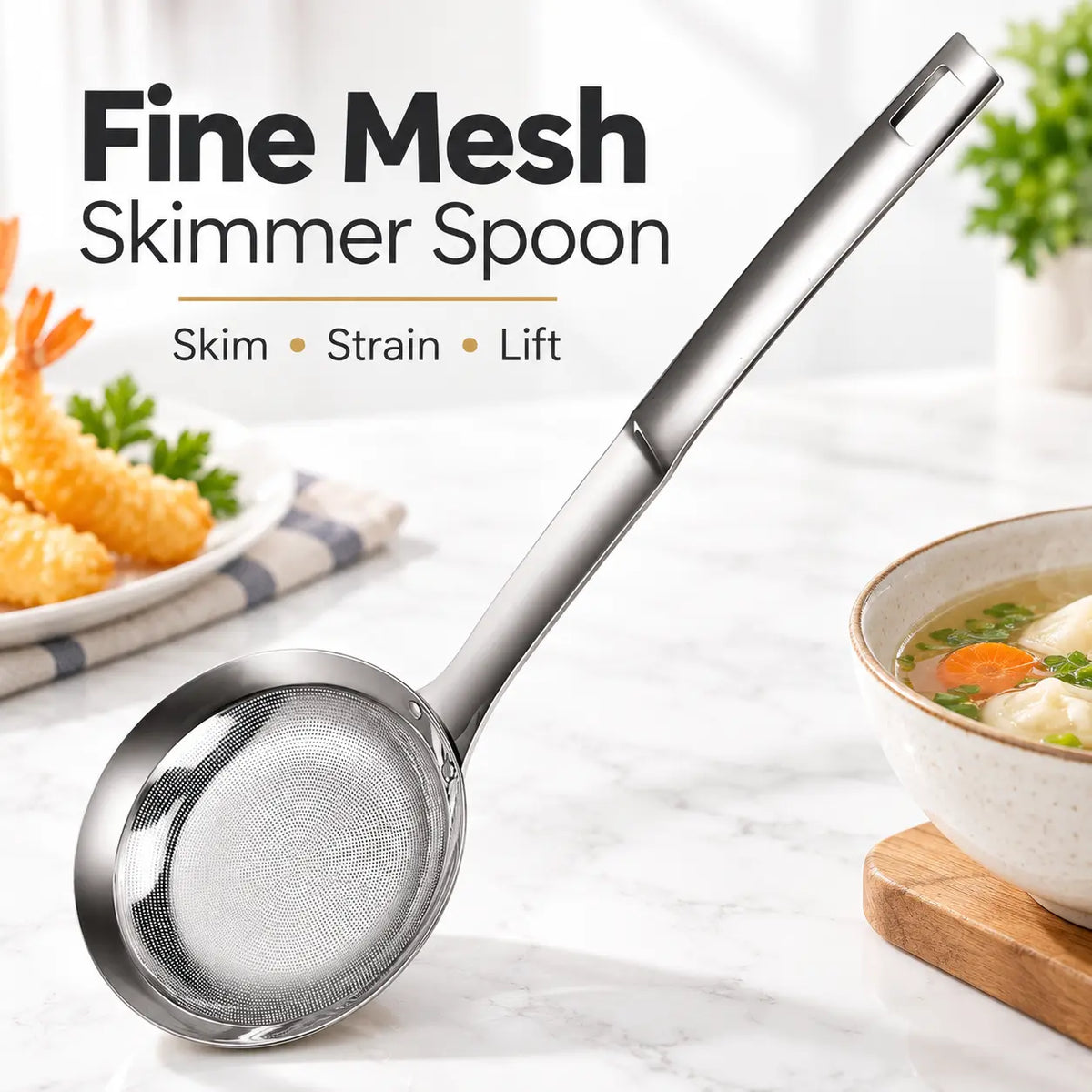 Stainless Steel Fine Mesh Skimmer Spoons, Multi-Size Hot Pot Fat Skimmers 🍲