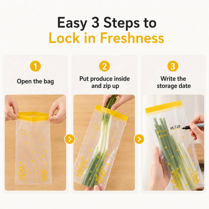 15PCS Thick Double Seal Food Storage Bags, Reusable Self-Sealing Pouches 🥡