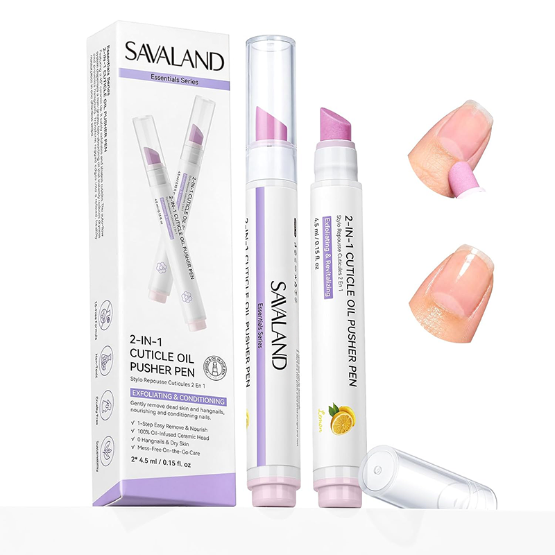 2PCS 2‑In‑1 Cuticle Remover Pen, Ceramic 45° Tip With Lemon Oil 💅