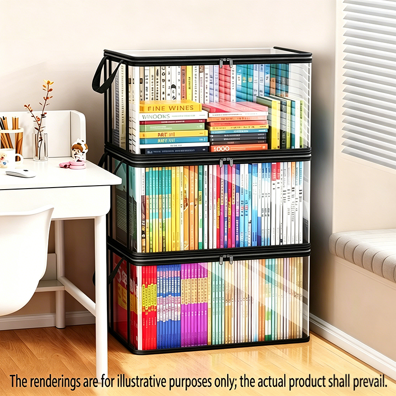 Transparent PVC Storage Box with Lid 📦 Large Capacity, Foldable