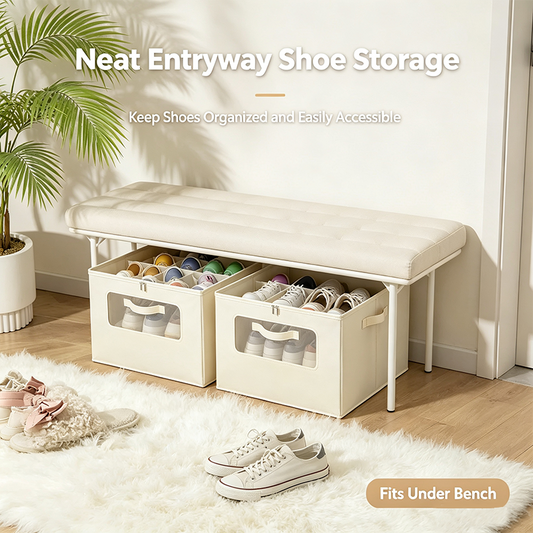 Foldable Shoe Organizer for Closet with Clear Cover, Large Stackable Shoe Storage Box✨