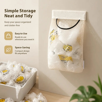5PCS Grocery Garbage Bag Holder Trash Bag Dispenser, Sticky Wall‑Mounted Mesh Convenient Storage 🗑️