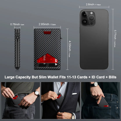Men's RFID Minimalist Bifold Wallet - 1 ID Window, Pop‑Up Card Holder, Money Clip 💳