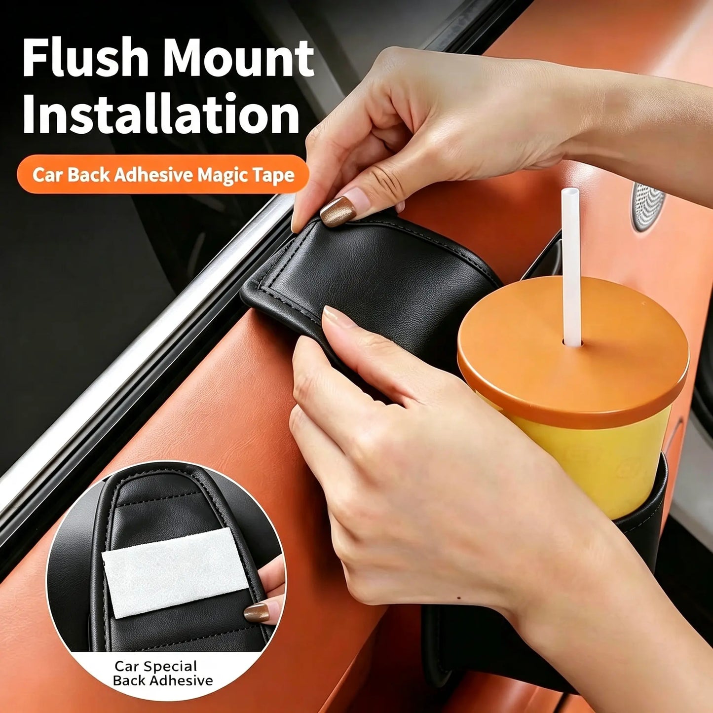 Leather Car Door Storage Pocket - Double‑Layer Compartments🚘