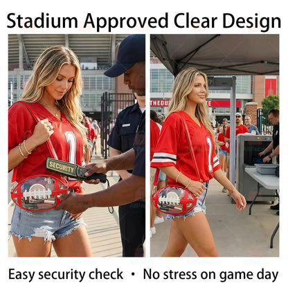 Clear football bag at stadium security