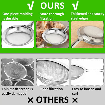 Stainless Steel Fine Mesh Skimmer Spoons, Multi-Size Hot Pot Fat Skimmers 🍲