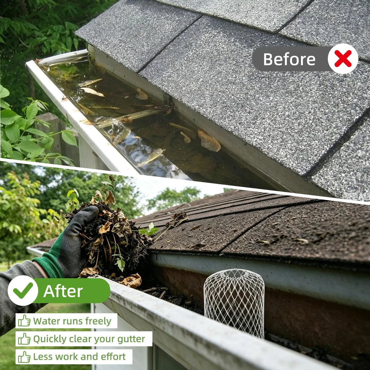 2 PCS Aluminum Alloy Gutter Guard Filter, Roof Rain Gutter Downspout Strainer🛠️