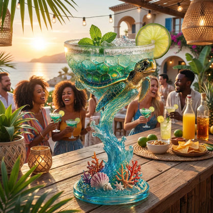 🦜Parrot Paradise Margarita Glass-Tropical Collectible Cocktail Goblet🐢