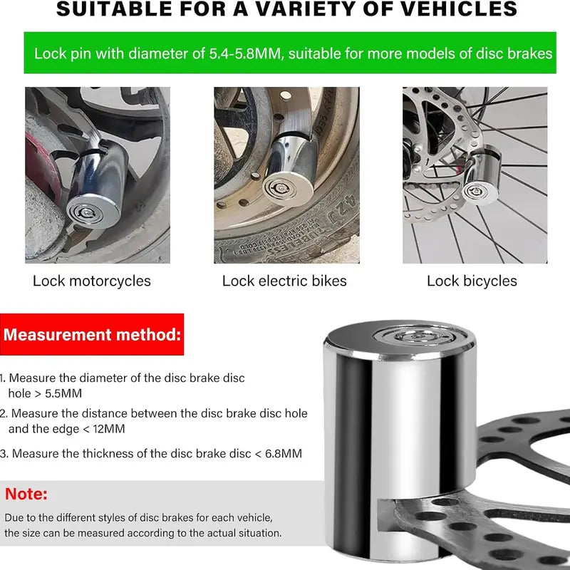Motorcycle Disc Brake Lock, Anti-Theft Motorcycle Safety Brake Disc Lock π