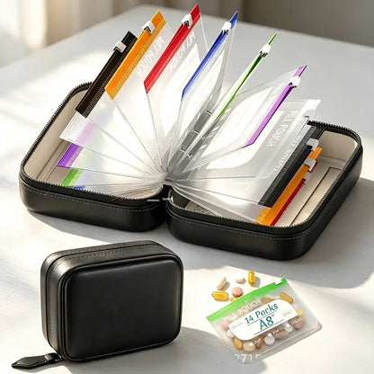Waterproof Pill Pouch Set, 14pcs Bags Inside, A8 Waterproof Pill Organizer Set, 7 to 14 Days of Meds 🩹
