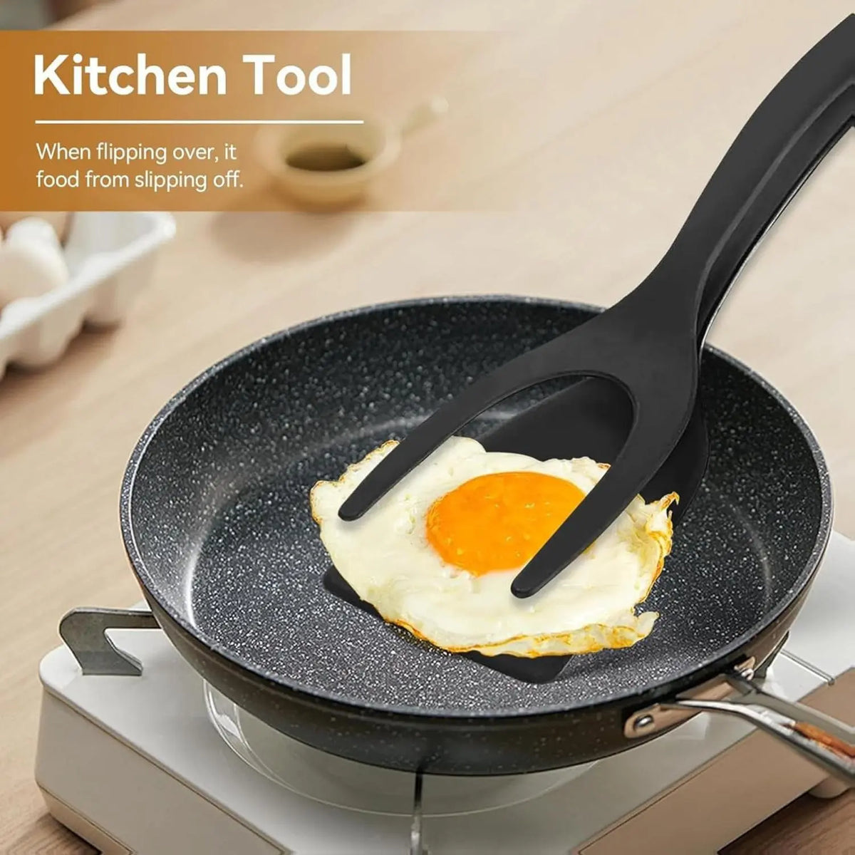 Grip & Flip Spatula Tongs - Sturdy, Durable Non‑Stick Egg Flipper & Food Turner for Pancakes 🍳