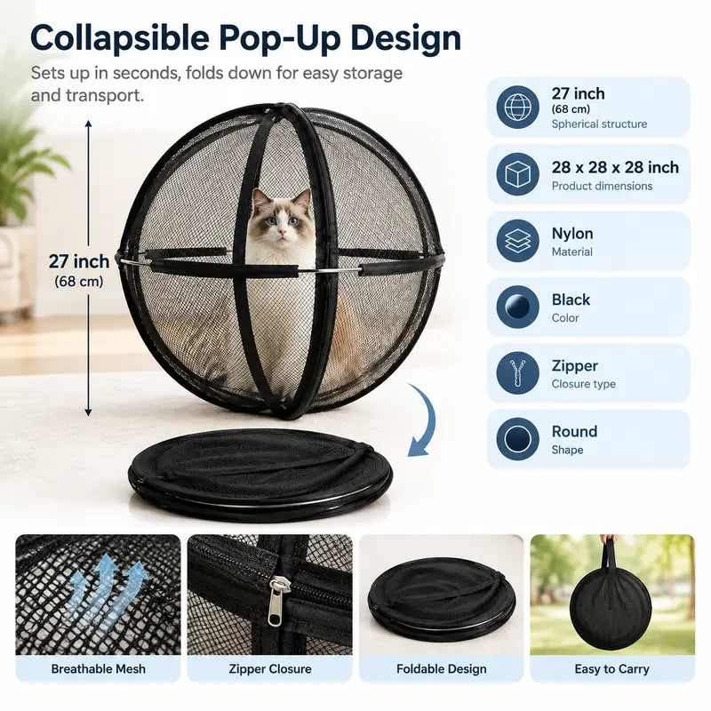 Portable Outdoor Cat Enclosure Mesh Ball Cat Cage π±