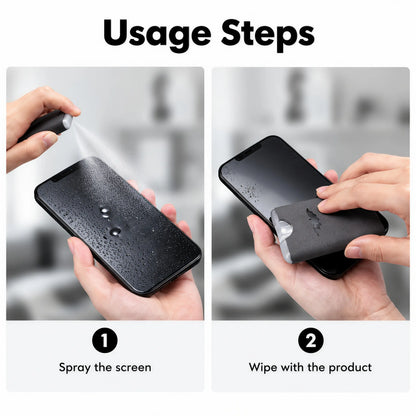 Portable Screen Cleaner Spray with Microfiber Cloth, Nano Streak-Free Cleaning 🧼