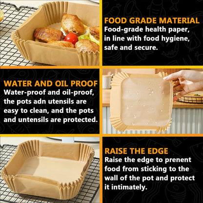 100Pcs Parchment Paper,Air Fryer Paper Liners, Air Fryer Liners Disposable for Microwave 📜