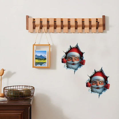 3PCS Festive Decor Santa Face Vinyl Stickers - Smooth 3D Illusion Figure Shape Peel-Off Pack 🎅