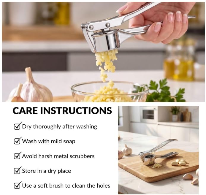 Stainless Steel Garlic Press, Heavy Duty Manual Garlic Crusher Tool 🧄