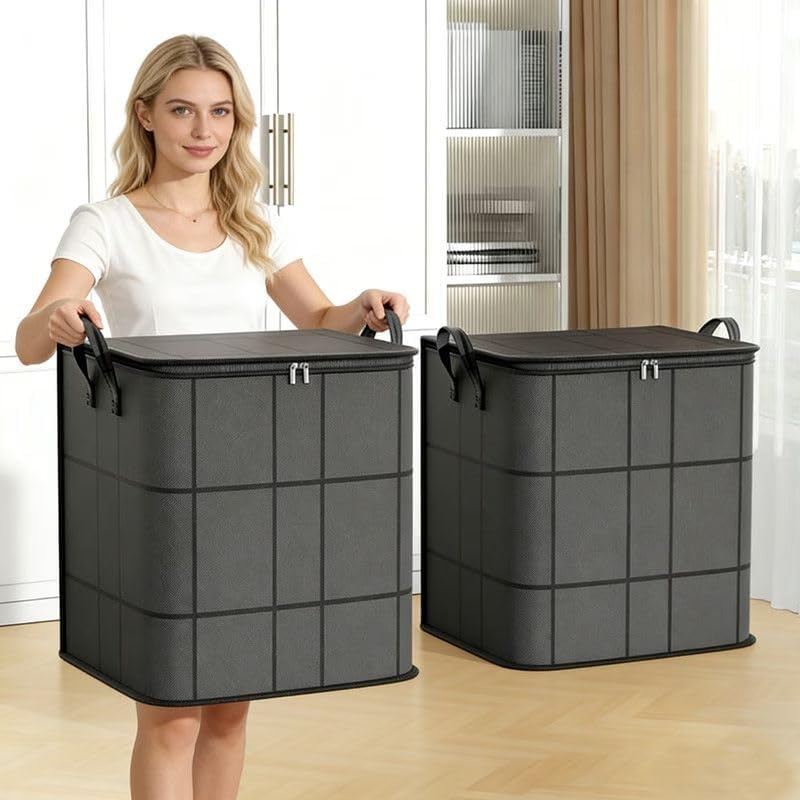 Spacious Foldable Fabric Zippered Storage Bin for Moving & Bedroom Closet📦