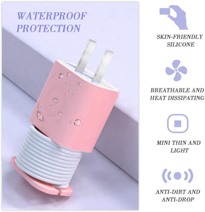 2 in 1 Silicone Charger Protector with Cord Wrap, iPhone Silicone Power Adapter Case 🔌