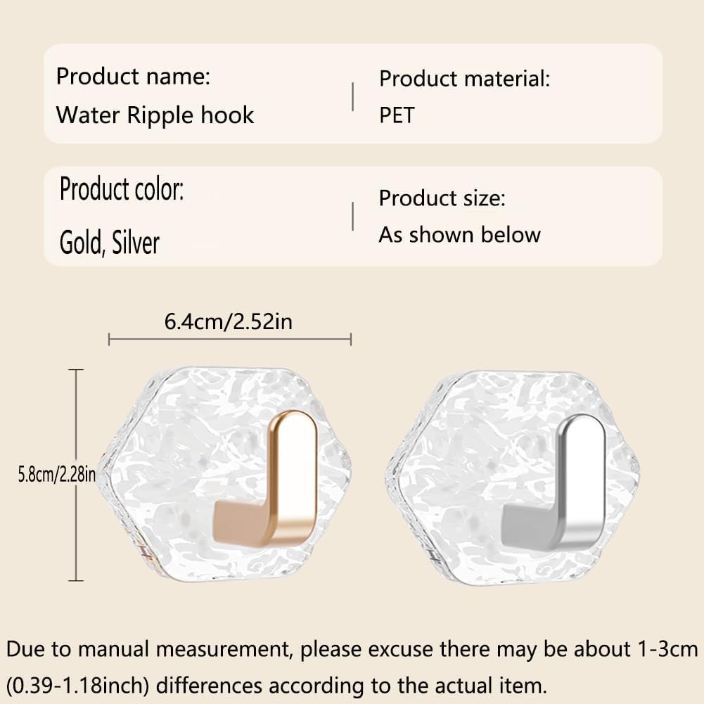 Hexagonal Ripple Self-Adhesive Hooks 10 Pack, Heavy Duty Waterproof Sticky Hooks🪝