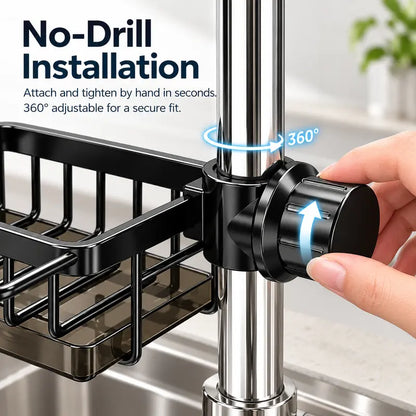 Sink Organizer Rack, Stainless Steel Hanging Faucet Drain Rack with Drip Tray🧽
