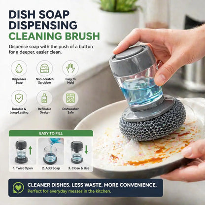 Plastic Auto-Dispense Dish Brush - Multifunctional Pot Scrubber🧼