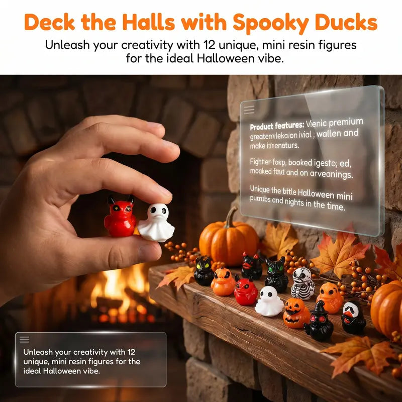 Mini Devil Ghost Skull Resin Ducks, Cute Spooky Desktop Decor, Creative Desktop Ornament🎃