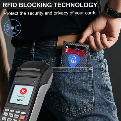 Men's RFID Minimalist Bifold Wallet - 1 ID Window, Pop‑Up Card Holder, Money Clip 💳
