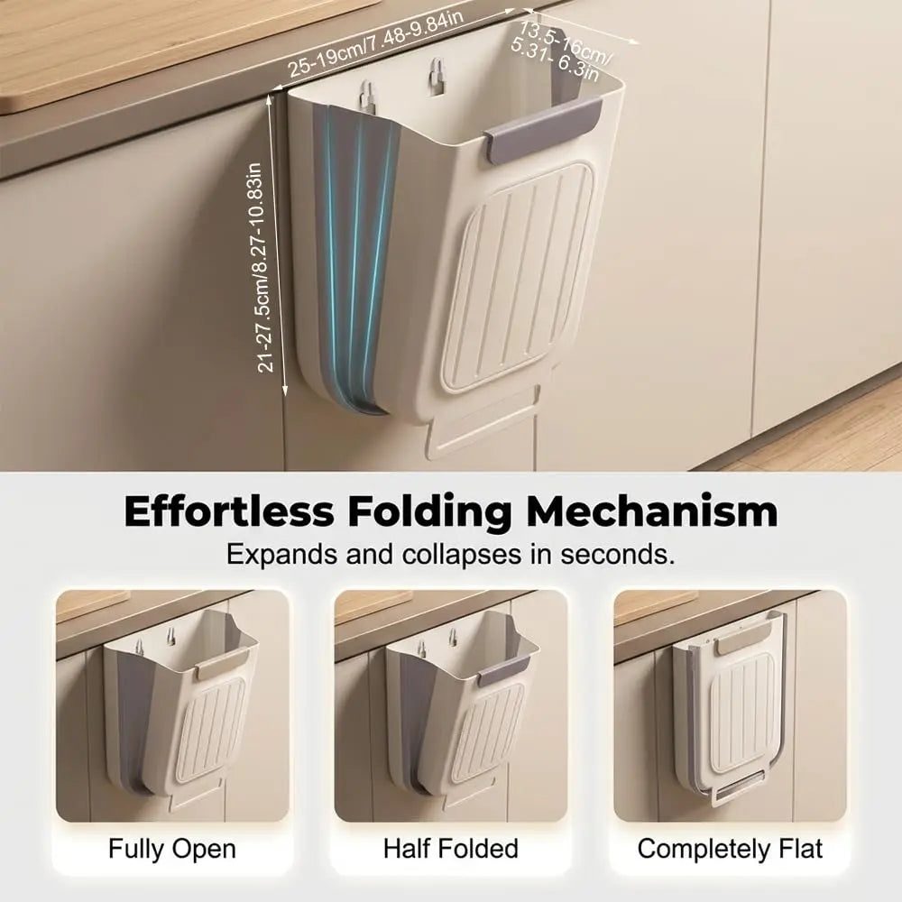 2026 New Hanging Bin for Kitchen Cabinet Doors, Plastic Folding Garbage Bin for Cabinet🗑️