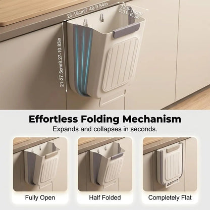 2026 New Hanging Bin for Kitchen Cabinet Doors, Plastic Folding Garbage Bin for Cabinet🗑️