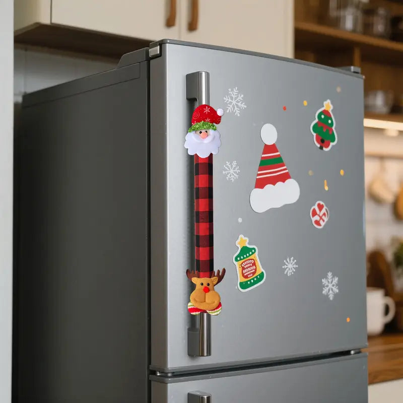 2/4/6PCS Plush Christmas Refrigerator Door Handle Covers 🎄