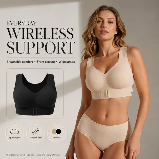 Women's Posture Correction Wireless Sports Bra - Soft Breathable Tie-Back Bra with Moulded Cups