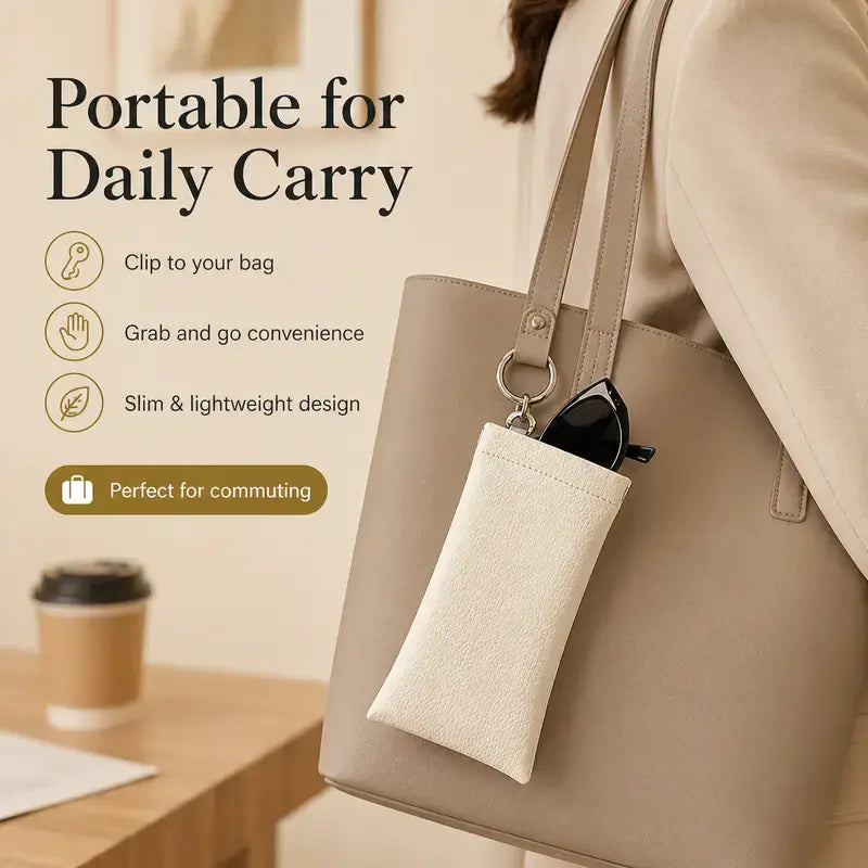 Soft PU Leather Sunglasses Pouch Elastic Opening Eyeglasses Bag 🕶️