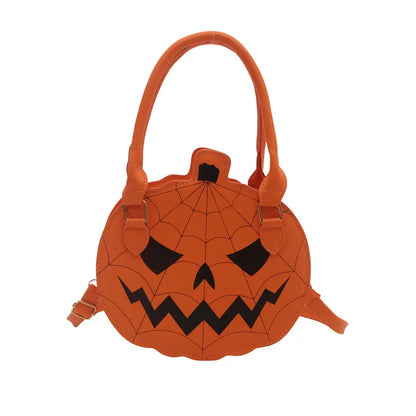 Spooky Jack‑O‑Lantern Pumpkin Crossbody Bag Novelty Spiderweb Stitching Handbag🎃