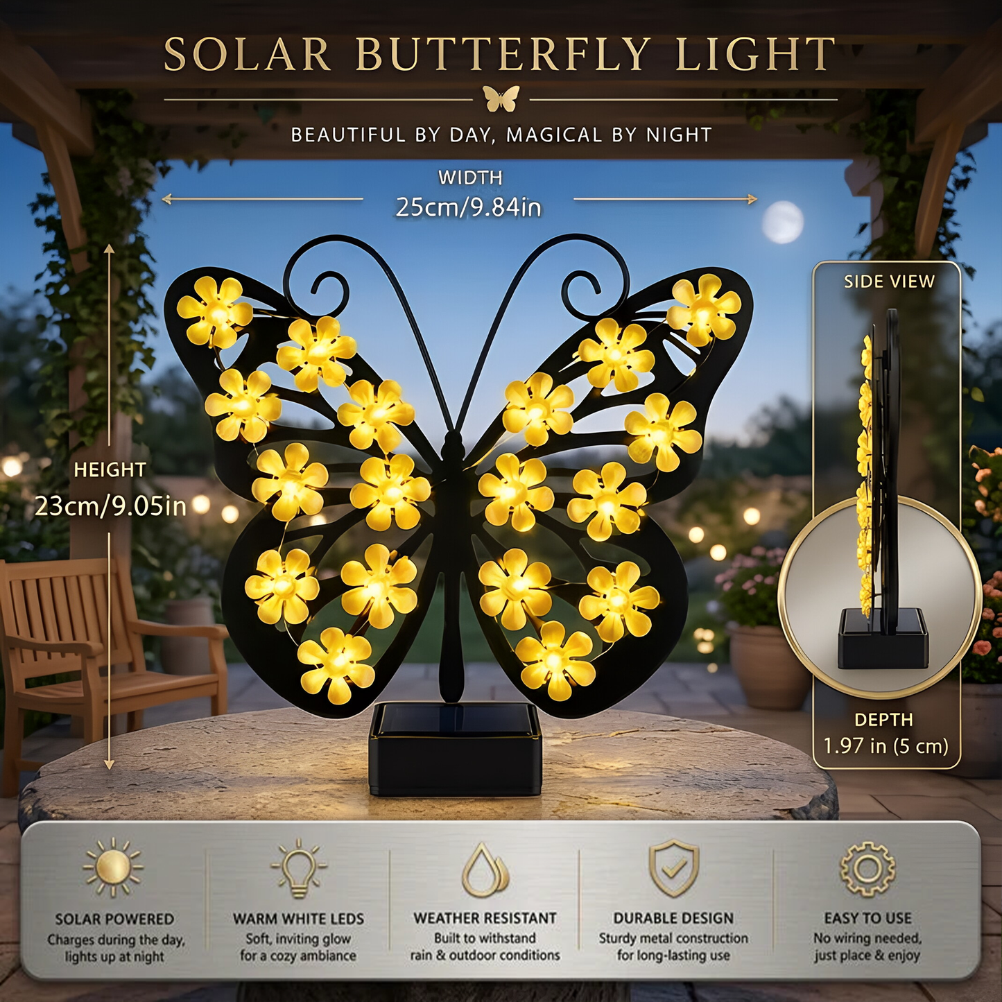 Solar Metal Butterfly Wall Lights Outdoor Decor🦋