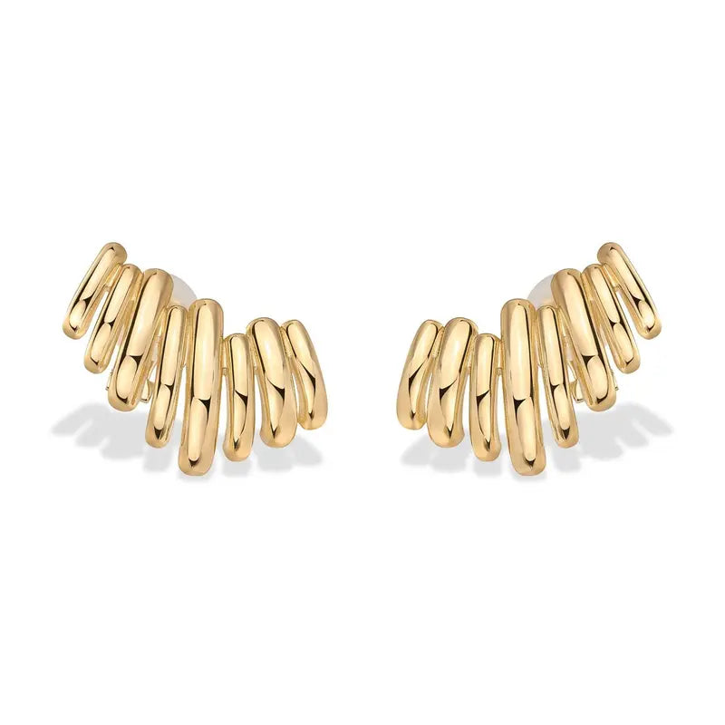 14K Gold Plated Statement Climber Stud Earrings for Women ✨