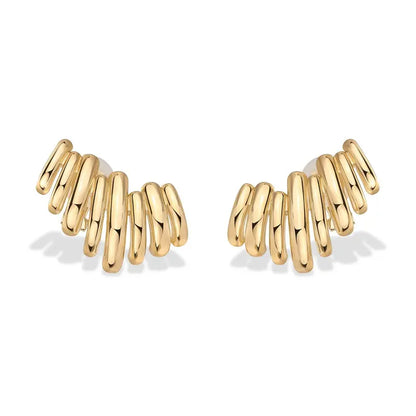14K Gold Plated Statement Climber Stud Earrings for Women ✨