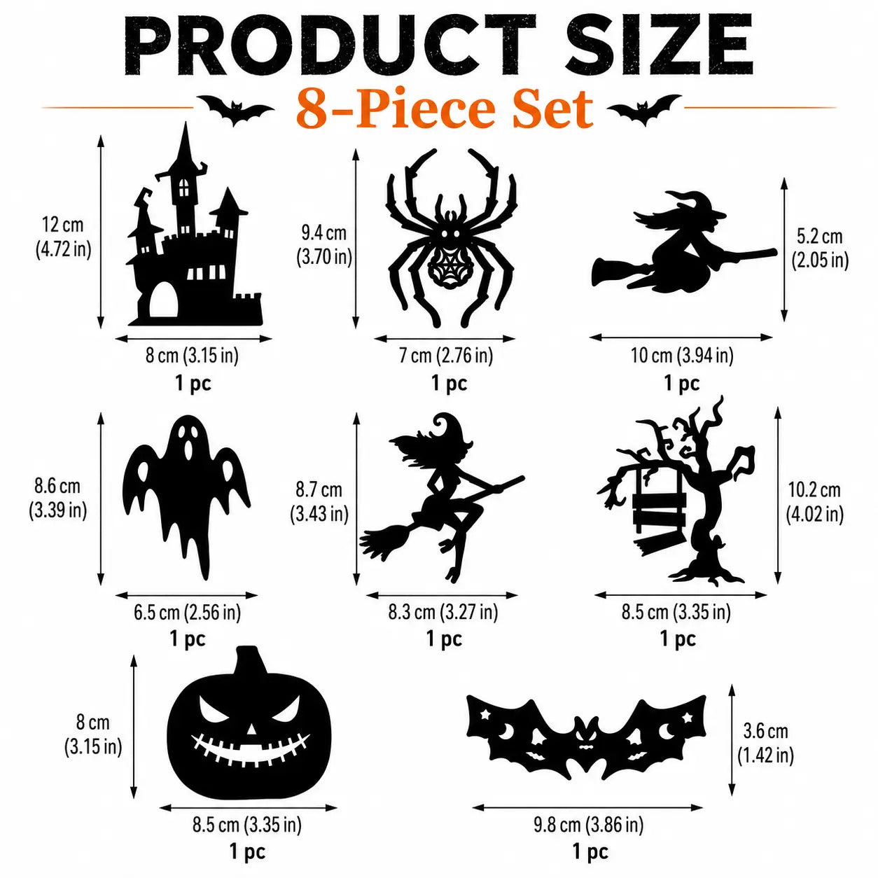 Halloween LED Silhouette Wall Light Stickers, Battery Powered Peel & Stick Decor Lights🎃