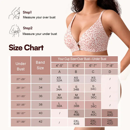 Women's Front Closure Elasticity Bralette, Easy On & Off, Light Support, Deep V-Neck Racerback, Seamless T-Shirt Bra 👙