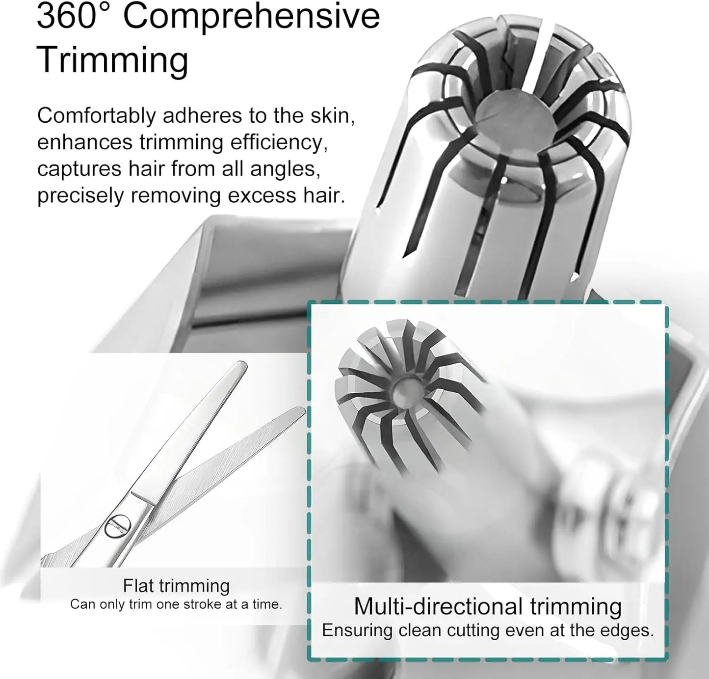 Manual Nose Hair Trimmer,Stainless Steel,Waterproof,No Battery Needed with Cleaning Brush Trimmer🪒