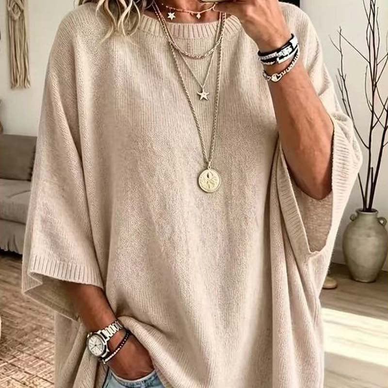 Loose-Fitting, Solid-Color, Casual Knit Sweater for Women, Perfect as an Outer Layer 🍂